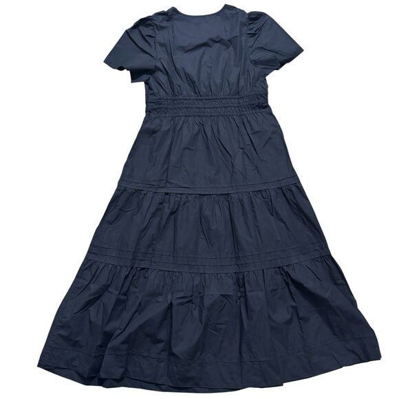 Quince Maxi Dress Sz XL Black Organic Cotton Poplin Tiered Pockets NWOT - Picture 3 of 6